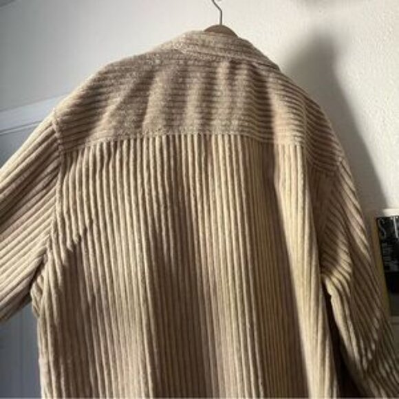 LAMBERT tan corduroy oversized long sleeve button up shacket shirt jacket - Picture 5 of 8